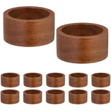 Relaxdays Serviettenringe, 12er Set, aus Holz, HxD: 2,5 x 5 cm, Serviettenhalter, Papier- und Stoffservietten, braun
