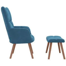 vidaXL Relaxsessel mit Hocker Samt 70 x 70 x 90 cm Blau