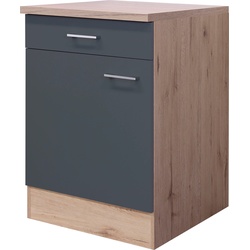 Unterschrank FLEX-WELL „Morena“ Schränke Gr. B/H/T: 60 cm x 85 cm x 60 cm, 1 St., grau (basaltgrau, san remo eiche) Küchenunterschrank Unterschränke (B x H T) 60 85 cm