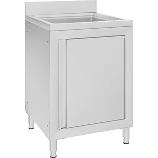 deluke DELUKE® Spülschrank aus Edelstahl mit Aufkantung MEDO, 1x Becken Gastro-Spülschrank Spülenunterschrank, 60x60x96cm