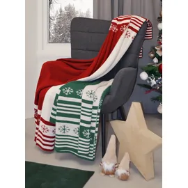Primera Strickdecke 130 x 170 cm Rot/Beige