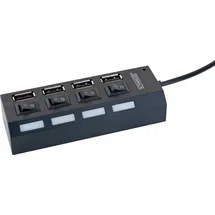 Schwaiger UH4013 USB-Hub 4 Port USB-A USB 2.0 480 Mbit/s Schwarz