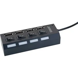Schwaiger UH4013 USB-Hub 4 Port USB-A USB 2.0 480 Mbit/s Schwarz