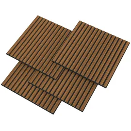 [neu.holz] Akustik-Wandpaneel Vang Teakoptik 4 St. 60 x 60 cm