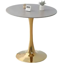 360Home Runder Tisch für Wohnung Coffee Shops Hotel Gewerben grau Matter Tisch Bistrotisch beine Gold 60*75cm