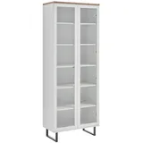 VCM ebuy24 Vitrinenschrank, Weiß, Holzwerkstoff, 80x206x40 cm, Wohnzimmer, Wohnwände, Vitrinenschränke