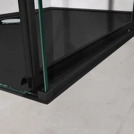 doporro Rav19K Eckdusche mit Schiebetür 100 x 140 cm schwarz Klarglas 8mm