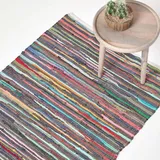 Homescapes Chindi-teppich mit bunten Streifen aus Baumwolle, 70 x 120 cm,