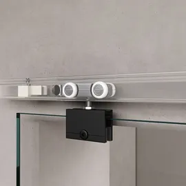 doporro Glasschiebetür rechts 77,5 x 205 cm Schwarz/Transparent