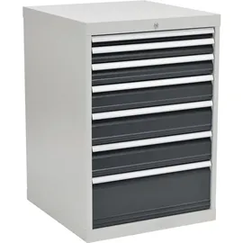 Bedrunka & Hirth Gerätebau GmbH Schubladenschrank Stahl H1019xB705xT736mm lichtgrau/grau 7 Schubladen Vollauszug