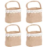 Abaodam 4 Stücke Hochzeit Streukörbchen Jute Geschenkbeutel Hochzeitskorb Süßigkeiten Beutel Geflochtener Obstkorb Blumenkorb Geschenkkorb Streukorb Blumenkinder Korb Körbchen Landhaus Deko Tischdeko