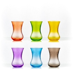 Crystalex Teeglas Floral Claudia Teegläser 120 ml 6er Set, Kristallglas, Mehrfarbig, Gravur, Kristallglas, farbig blau|bunt|gelb|grau|grün|lila|rot