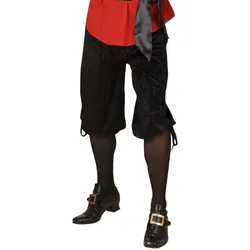 Schwarze Samt Kniebund-Hose - M-L