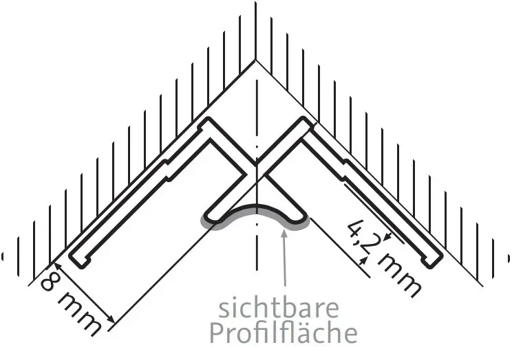 HSK Eckprofil, innen ca. 23 × 23 x 2550 mm, chromoptik, 930002-41 930002-41