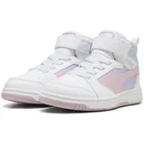 Puma Jungen Mädchen Rebound V6 MID Blurry Dreams AC+ PS Sneaker, White-Rose Mauve-COOL Weather, 29 EU