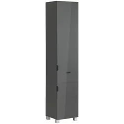 Hochschrank WELLTIME "Lage", grau (grau hochglanz), B:38cm H:180cm T:35cm, Schränke, Pflegeleichte Oberfläche, viel Stauraum, FSC-zertifiziert