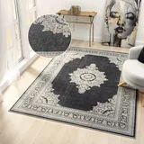 OTTO home Teppich OTTO HOME "Banli, Vintage-Look, Orient-Optik", grau (dunkelgrau), B:200cm H:9mm L:300cm, Kunstfaser, Teppiche, Teppich, dezenter Glanz, Schrumpf-Garn-Effekt, Wohnzimmer, Schlafzimmer