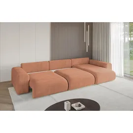 altdecor Ecksofa Velours mit Schlaffunktion 2-Sitzer Koralle