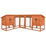 vidaXL Kleintierkäfig Kaninchenstall mit Freilauf 250 x 105 x 0 cm braun