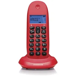 Motorola C1001CEREZA DECT-Telefon, Anrufer-ID, Freisprechen, 50 Kontakte, beleuchtetes Display – Kirschrot