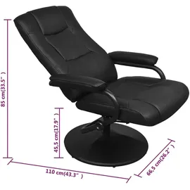 vidaXL TV-Sessel mit Fußhocker Schwarz Kunstleder