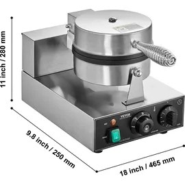 Vevor kommerzielles Waffeleisen 1230 W Waffel Maker mit antihaftbeschichteten Backflächen Waffeleisen aus Edelstahl mit Temperatur- und