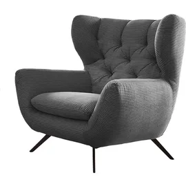KAWOLA Hochlehnsessel CHARME Cord 100 x 106 x 95 cm Grau gepolstert