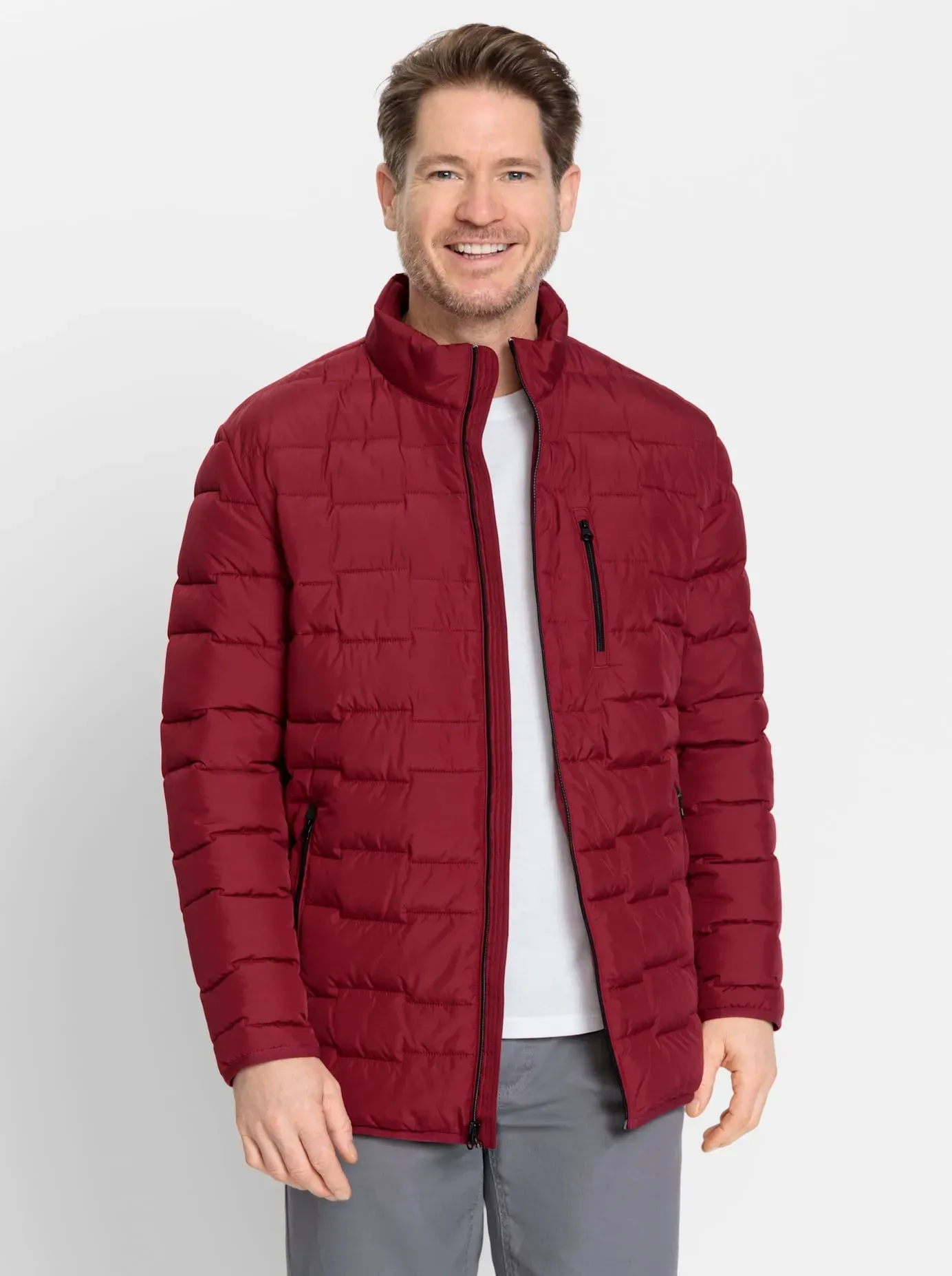Steppjacke MARCO DONATI, Herren, Gr. 54, rot (dunkelrot), 100% Polyester, Kragen:100% Polyester, Wattierung:100% Polyester, unifarben, Jacken Steppjacke
