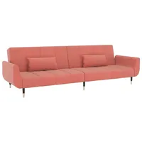 vidaXL Schlafsofa 2-Sitzer mit 2 Kissen Rosa Samt