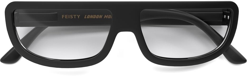 LONDON MOLE Brillen | Feisty Lesebrille | Runde Rahmenbrille | Coole Leser | Designer-Brille | Lesebrille für Herren/Damen | Unisex | Federscharniere | Mattschwarz | Vergrößerung +1,0