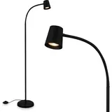 BRILONER – Stehlampe als Deko im Wohnzimmer und Leselampe, Schwenkbare Lampe, Wohnzimmerlampe, Fußtaster, Indirekte Beleuchtung, Schwarz