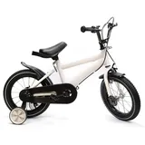 14 Zoll Kinderfahrrad mit Stützrädern Fahrrad Jungen Mädchen Kinder Fahrrad für ab 3-6 Jahre Fahrräder Kinderrad Ausbildungsfahrzeuge,56 cm auf 67 cm Höhe Einstellen (Weiß)