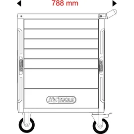 KS Tools RACINGline SCHWARZ/ROT Werkstattwagen mit 7 Schubladen und 598 Premium-Werkzeugen
