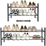 Wooruy schuhe schuhregal mit schuhregal für wohnzimmer aus metall für bis organizer für flur schlafzimmer schuhaufbewahrung aus metall für ebenen schuhaufbewahrung schuh organizer (2-Tier, schwarz)