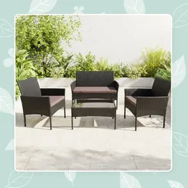 Relaxdays Gartenmöbel Set 4-tlg. Schwarz/Grau