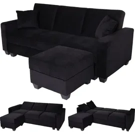 MCW Sofa mit Ottomane, Couch Sofa Gästebett, Schlaffunktion Stauraum 217x145cm ~ Bettsofa, H47