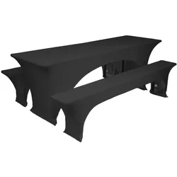 TexDeko Stretch Hussen für Bierzeltgarnitur 220 x 50cm Blickdicht Biertischhusse 3TLG Set (Anthrazit)