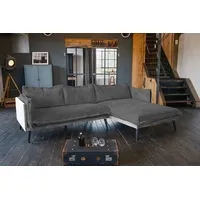 KAWOLA Sofa QUENYA Ecksofa Cord dunkelgrau / Velvet silber