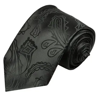Paul Malone Krawatte Herren Hochzeitskrawatte paisley - Mikrofaser - Bräutigam Breit (8cm), schwarz V2 schwarz normal | 8 cm x 150 cm