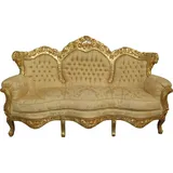 Casa Padrino Couch Stoff 2-Sitzer Gold/Weiß