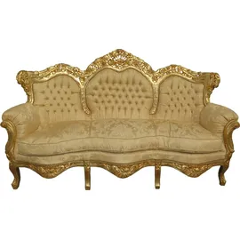 Casa Padrino Couch Stoff 2-Sitzer Gold/Weiß