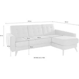 exxpo - sofa fashion Ecksofa EXXPO - SOFA FASHION "Nappa, kompakt und komfortabel, bequem, zeitloses Design, L-Form", lila (purole), B:222cm H:87cm T:156cm, Samtvelours (100% Polyester);Webvelours (100% Polyester), Sofas, Ecksofa, tolle Detailverarbeitung, inkl.