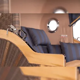 Mr. Deko bene living Strandkorb Komplettset Königssee Teak Bullauge PE grau Modell 582