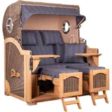 Mr. Deko Strandkorb Düne Grande Bullauge Teak PE Grey Dessin 582