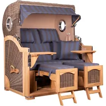Mr. Deko Strandkorb Düne Grande Bullauge Teak PE Grey Dessin 582