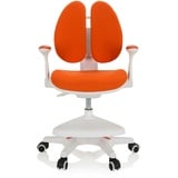 HJH Office 736419 Kinder Schreibtischstuhl KID WING Stoff mit Armlehnen klappbar, Orange/Weiß