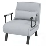 KOMFOTTEU Schlafsofa Schlafsessel, mit 6-Fach verstellbare Rückenlehne grau