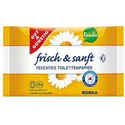 GUT&GÜNSTIG Feuchtes Toilettenpapier frisch & sanft 1-lagig, 2x 70 Tücher