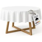 texpot Tischdecke Tischtuch rund Damast weiß 100% Baumwolle (1-tlg) weiß