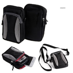 K-S-Trade Kameratasche für Sony FDR-X 3000 R, Fototasche Gürtel-Tasche Holster Umhänge Tasche Kameratasche grau|schwarz